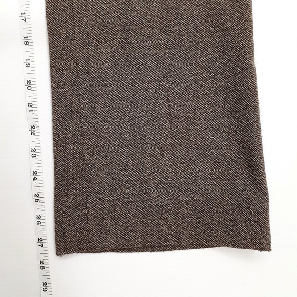 ANNE KLEIN Straight Leg Office Trouser in Chocolate Brown & Cream Wool Blend - Picture 8 of 16